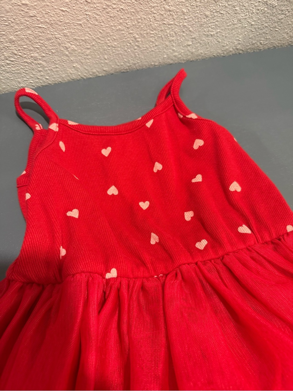Old Navy Red Heart Print Tulle Tank Dress for Kids